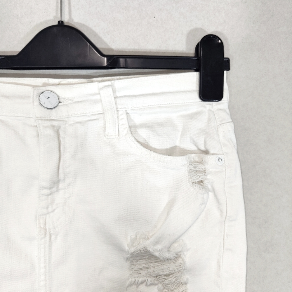 Current Elliot White Distressed Skirt Pencil Size UK 10 Waist 27in The Stiletto - Picture 3 of 11